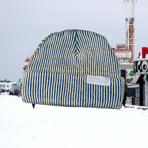 Blue and Off-white Beanie