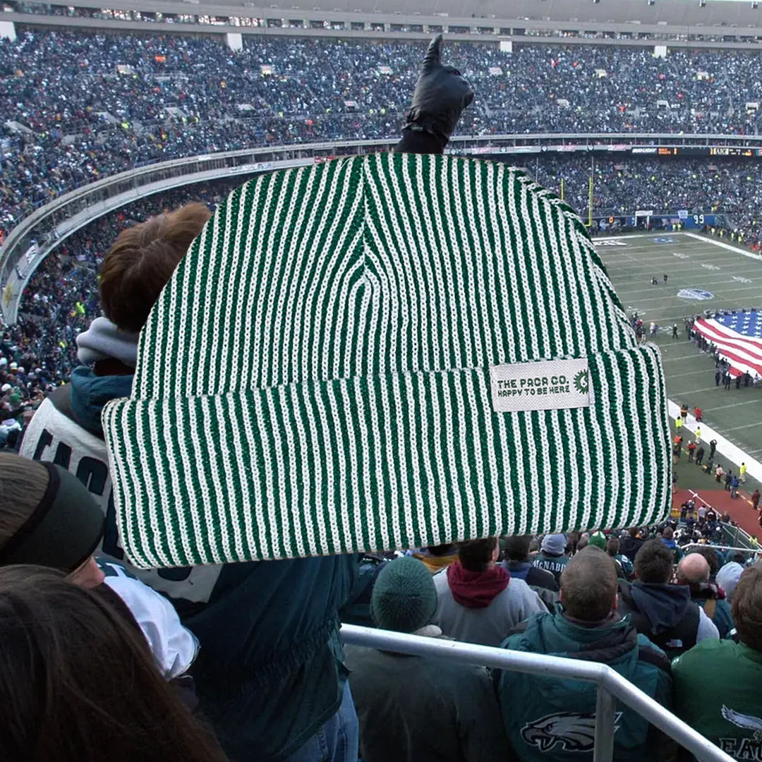 Green and White Beanie